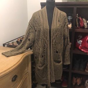 Free People Holy Open Front Cardigan, Olive Green, size S